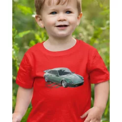 Autós gyerek póló - Porsche 911 Turbo  - Piros 116