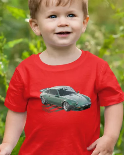 Autós gyerek póló - Porsche 911 Turbo  - Piros 116