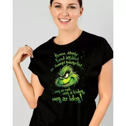 Karácsonyi Grinch női póló - Ünnepi hangulat - Fekete S