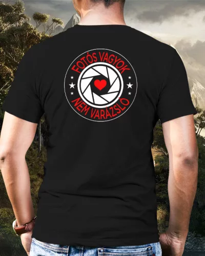 Póló fotósoknak - Fotós vagyok nem varázsló - Fekete XL