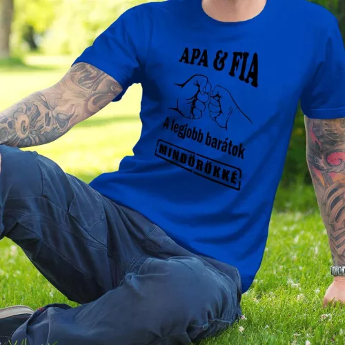 Apa és fia a legjobb barátok póló - Királykék XL