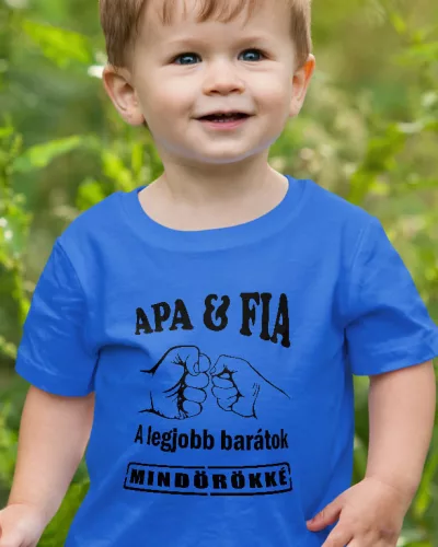 Apa és fia a legjobb barátok gyerek póló  - Királykék 152