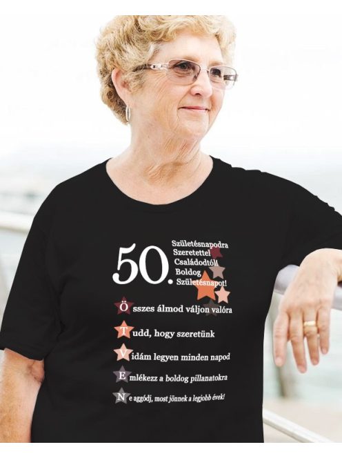 50. születésnapodra szeretettel NŐI póló - Fekete M
