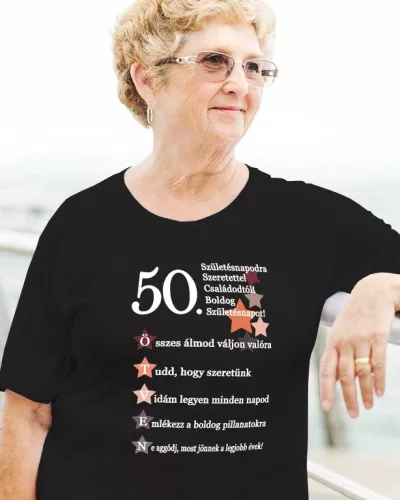 50. születésnapodra szeretettel NŐI póló - Fekete M