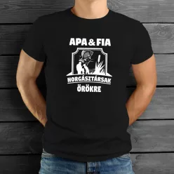 Apa és fia horgásztársak póló - Fekete XXL