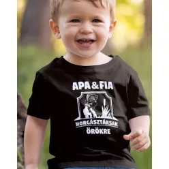 Apa és fia horgásztársak gyerek póló - Fekete 128