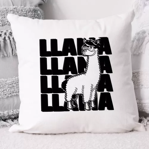 Llama párna - Szürke mikulásos