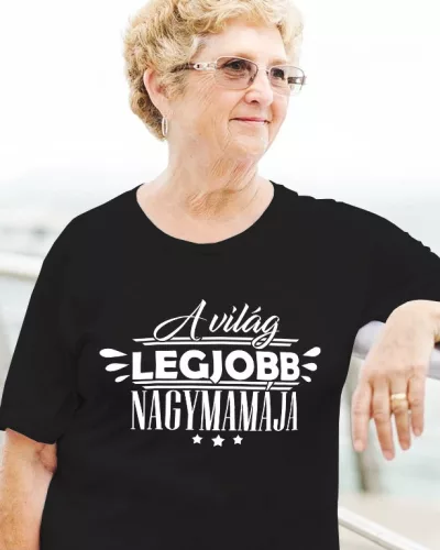 Női Póló nagymamáknak - A világ legjobb nagymamája - Fekete XL