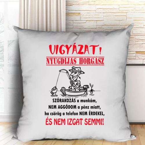 Vicces párna nyugdíjas horgásznak - Military zöld