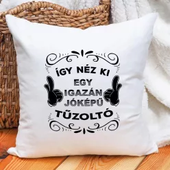 Tűzoltós párna - Jóképű tűzoltós - Sötétzöld