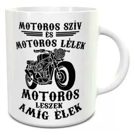Motoros szív motoros lélek bögre - Fehér belső