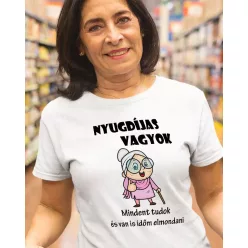   Vicces női póló nyugdíjasoknak - Nyugdíjas néni - Fehér L