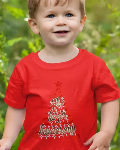 Első közös karácsony gyerek póló - Piros 128