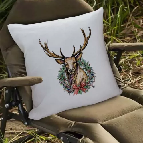 Karácsonyi párna vadászoknak - Szarvas - Kávébarna