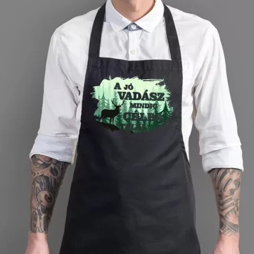 Vadász kötény - A vadász mindig célba talál  - Fekete