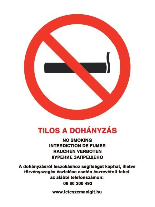  Dohányozni tilos többnyelvű