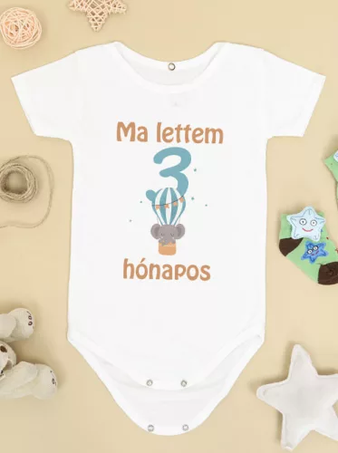 Baba_Ajándék_Feliratos_Body_3_hónapos_lettem_elefántos