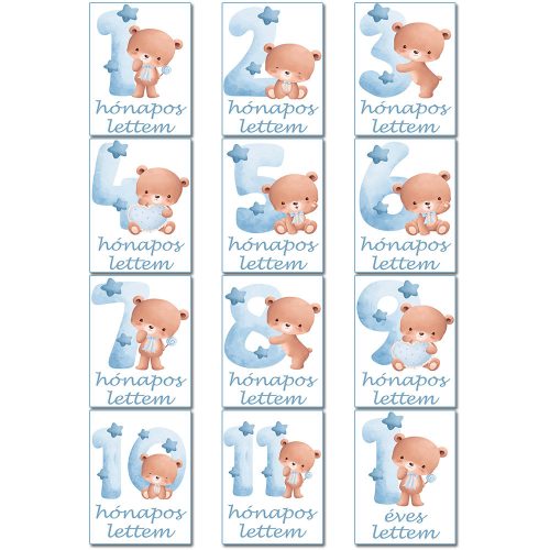 Fiús_baba_mérföldkő_kártyák_Macis_