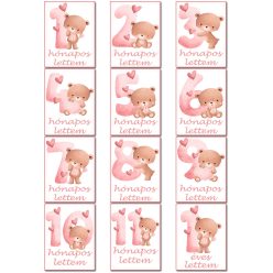 Lányos_baba_mérföldkő_kártyák_Macis_