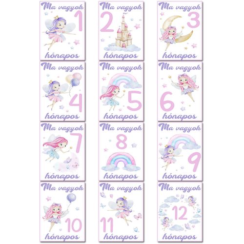 Lányos_baba_mérföldkő_kártyák_Tündér_