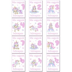 Lányos_baba_mérföldkő_kártyák_Unikornis_