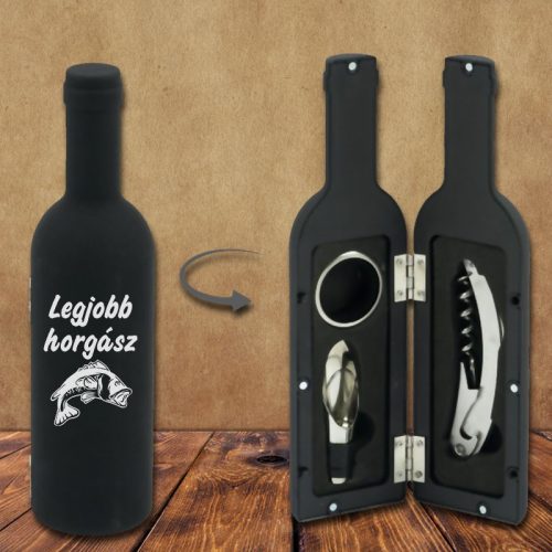 Pecás_ajándékötlet_Legjobb_horgász_bornyitó_szett