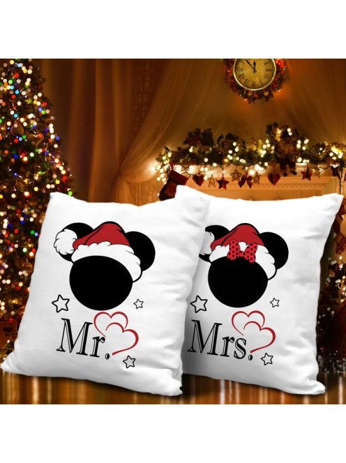 Karácsonyi ajándék szerelmeseknek_Mr. és Mrs. páros párna_