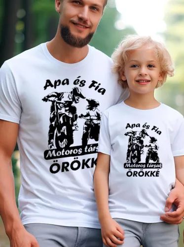 Páros_pólók_Apa_fia_motoros_társ_póló_szett_