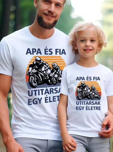Apa_fia_páros_pólók_Motoros_ajándék_