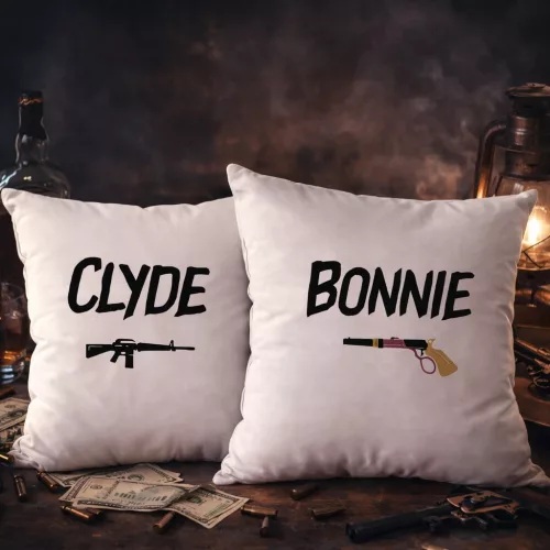 Szerelmes_páros_párna_Bonnie_és_Clyde_
