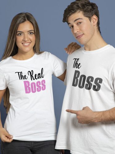 Humoros_páros_póló_The_real_boss_