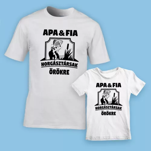 Páros_póló_Apa_és_fia_horgásztársak_póló_szett_