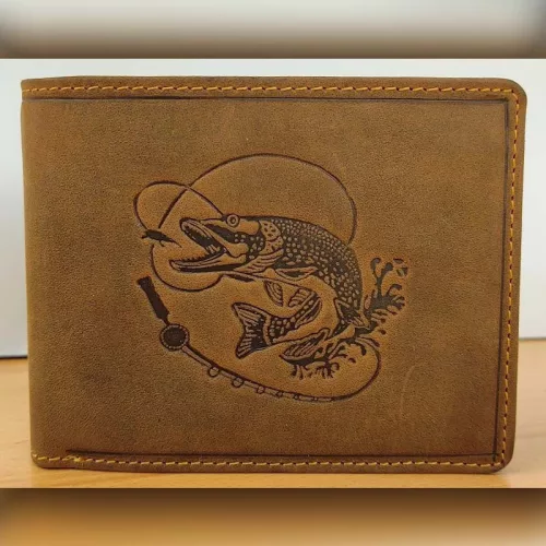 Ajándék_horgásznak_Pénztárca_csuka_mintával