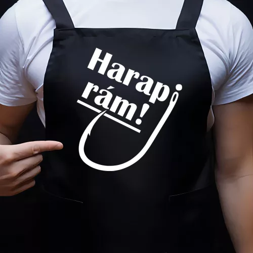 Kötény_horgásznak_Harapj_rám_feliratos_kötény_