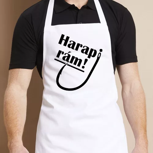 Kötény_horgásznak_Harapj_rám_feliratos_kötény_
