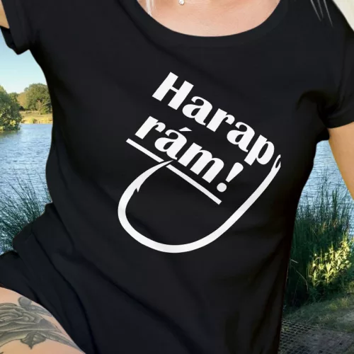 Női_póló_horgásznak_Harapj_rám_feliratos_póló_