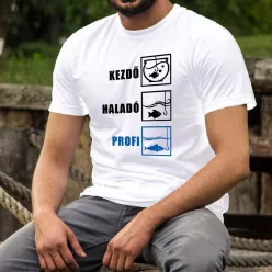 Vicces_horgász_póló_Kezdő,_haladó_profi_