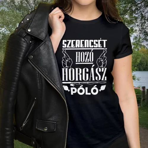 Pecás_ajándék_Szerencsét_hozó_horgász_női_póló
