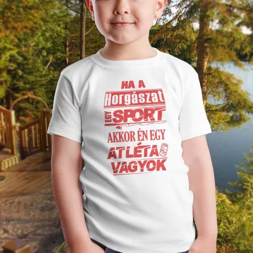 Humoros_gyerek_horgász_póló_Ha_a_horgászat_egy_sport_