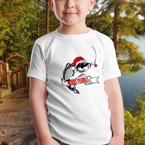 Karácsonyi_gyerek_póló_horgászoknak_Merry_fishmas_