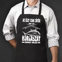 Humoros_pecás_kötény_Horgászat_komoly_dolog_