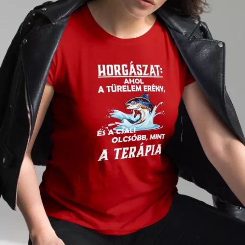 Horgász_meglepetés_A_türelem_erény_női_póló_