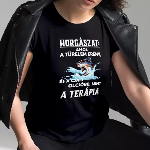 Horgász_meglepetés_A_türelem_erény_női_póló_