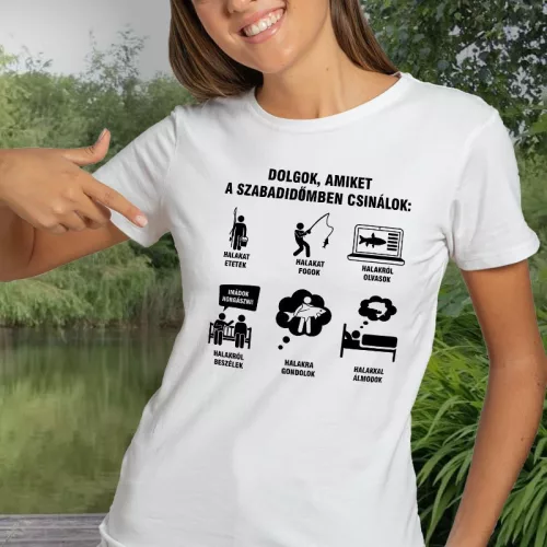 Feliratos_női_póló_Horgászok_szabadideje_