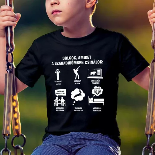 Feliratos_gyerek_póló_Vadászok_szabadideje_