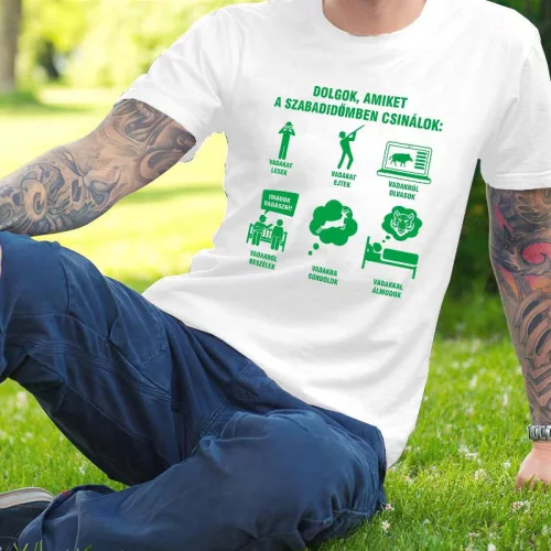 Póló_feliratokkal_Vadászok_szabadideje_