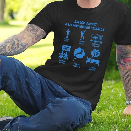 Póló_feliratokkal_Vadászok_szabadideje_