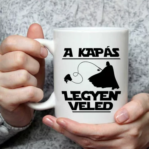 Kapás_legyen_veled_bögre_Horgász_ajándék_