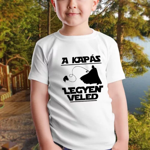 Kapás_legyen_veled_Horgász_gyerek_póló_