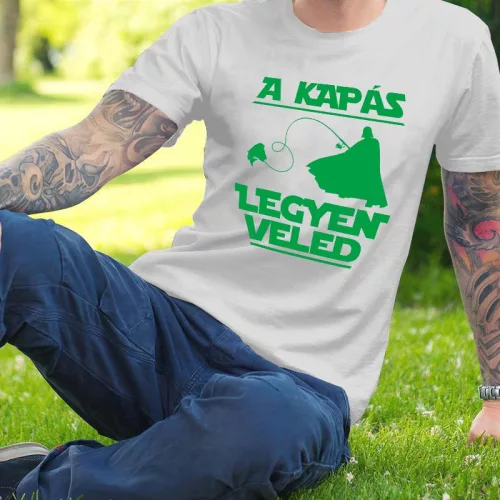 Kapás_legyen_veled_póló_Horgász_ajándék_